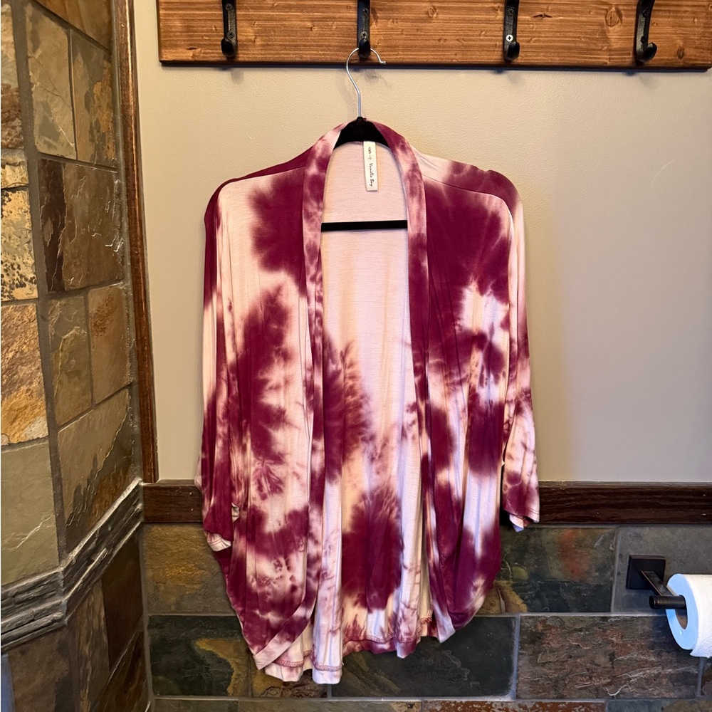 Silver Icing Tie-Dye Open Front Cardigan Vanilla Bay